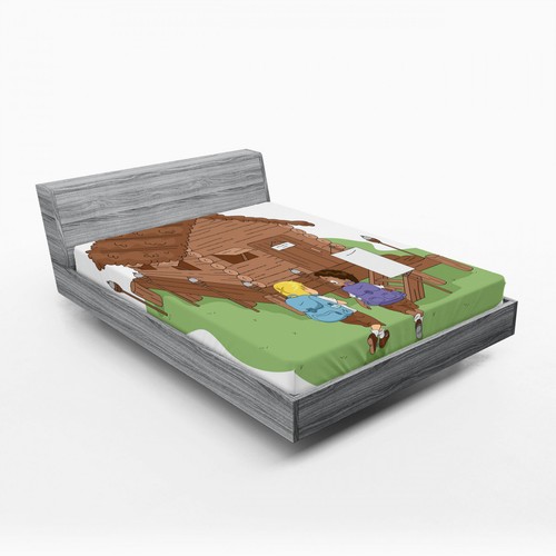 Log cabin fitted sheet kids - sheet,