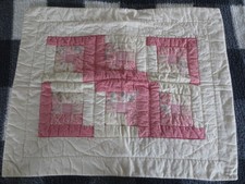 Hand Quilted LOG CABIN Pink &