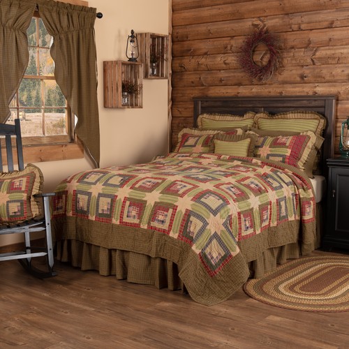 Rustic king quilt set green - king,