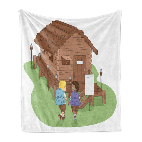Log cabin soft flannel fleece - log,